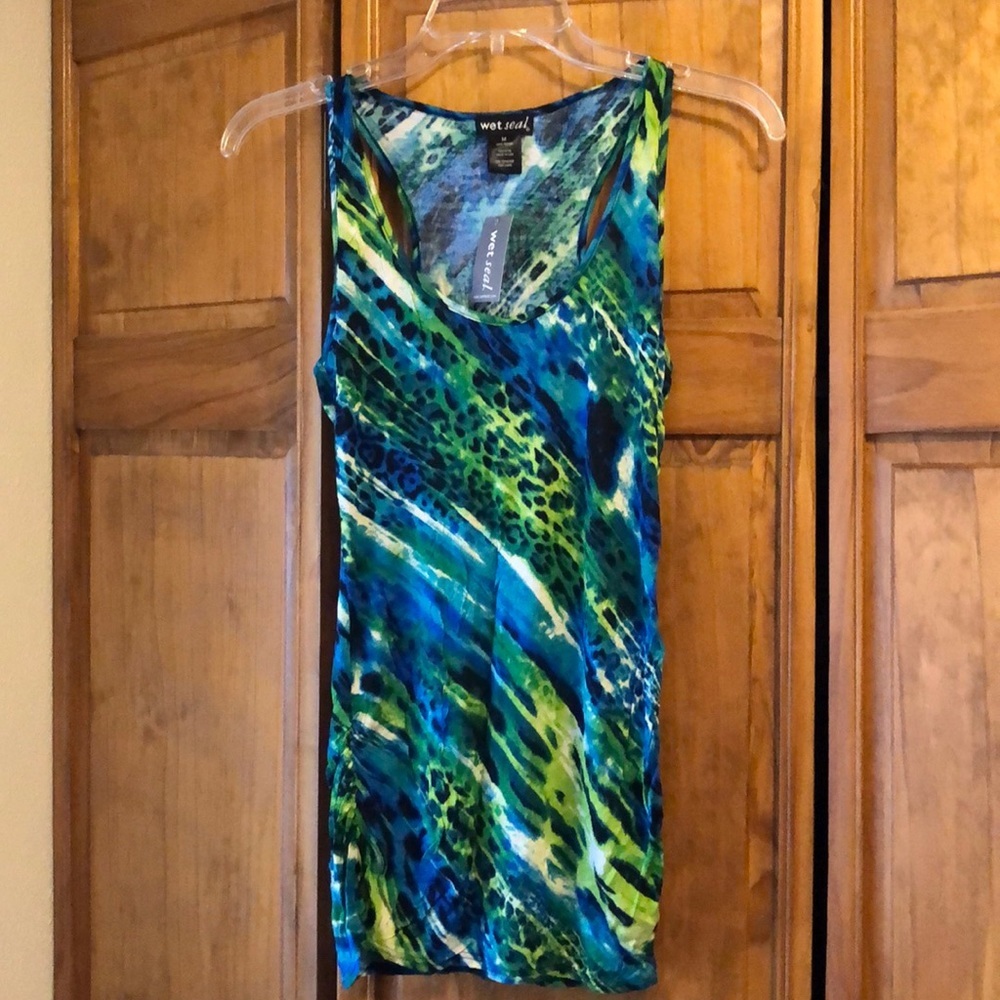 NWT Wetseal Blue & Green Animal Print Tank Medium